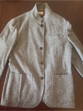 Brunello Cucinelli Gray Herringbone Single-Breasted Blazer